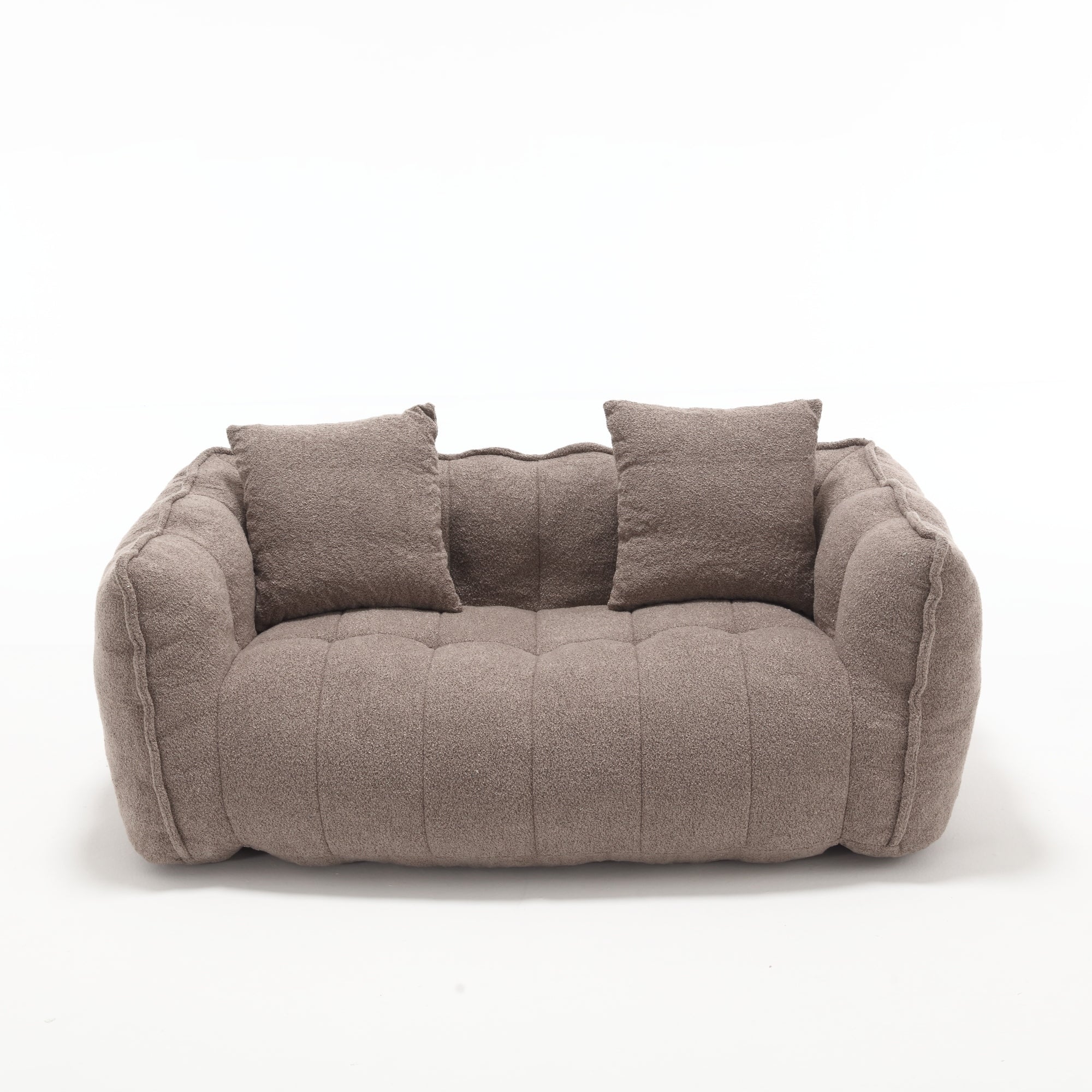 Cozy Beanbag Chair with High Resilience Foam Core for Two  -Brown Chenille, 66x35x25 inches - Grand Goldman Shop