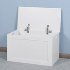White Lift Top Entryway Storage Cabinet with 2 Safety Hinge, Wooden Toy Box - Grand Goldman Shop
