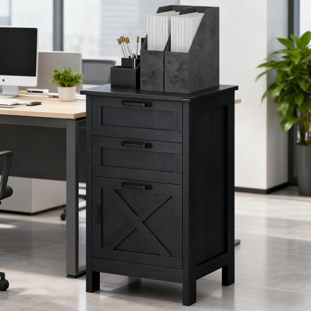 File Cabinet with 3 Drawers,Rustic Farmhouse Office Storage Cabinet,For Home and Office - Grand Goldman