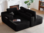 104' Cloud Sectional Sofa with L-Shape Chaise and Side Pockets , Modern Modular Design, Deep Seating, Upholstered Couch for Living Room/Bedroom, No Assembly Required (Plush Fabric), Black, Left-facing - Grand Goldman Shop