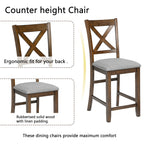 5 Piece Dining Table Set, Wooden Dining Square Table Set for 4, Counter Height Kitchen Table Set with Square Table and 4 Upholstered Chairs for Small Space, Walnut - Grand Goldman Shop