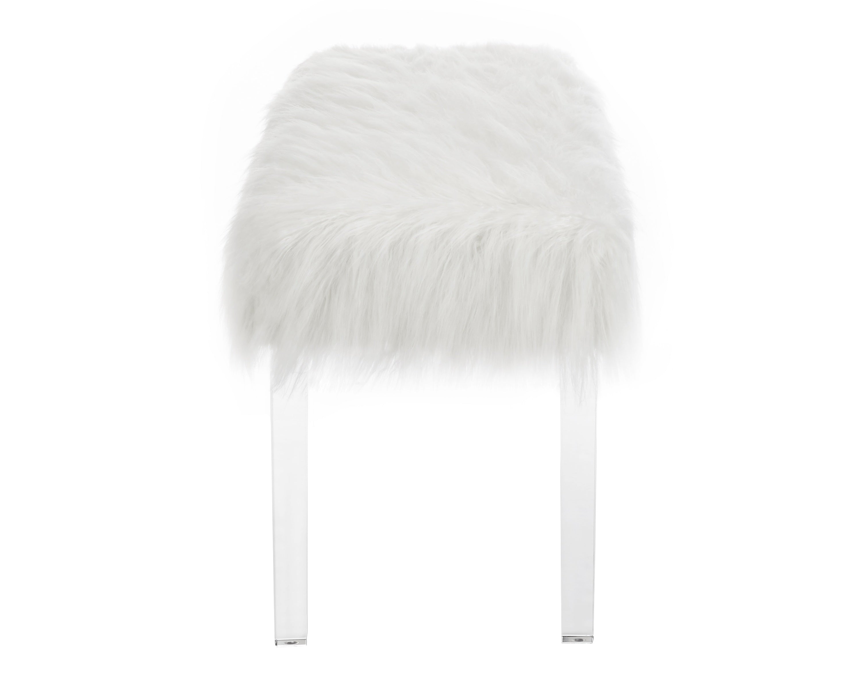 White Faux Fur Bench with Acrylic Legs - Grand Goldman Shop