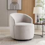 Velvet Fabric Swivel Accent Armchair Barrel Chair With Black Powder Coating Metal Ring,Gray - Grand Goldman Shop