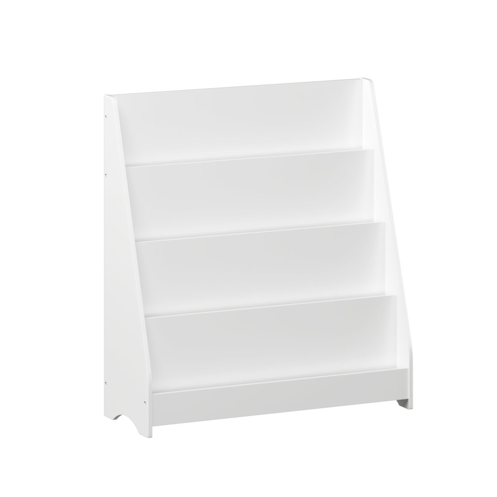 4-Tier Kids Bookshelf, Toddler Book Display Shelves in White, Made of MDF with Rounded Edges, 31.5 x 11.8 x 34.65 inches - Sh