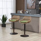 COOLMORE Modern Swivel Bar Stools Set of 2 with Adjustable Height and Footrest in Green Linen - Grand Goldman Shop