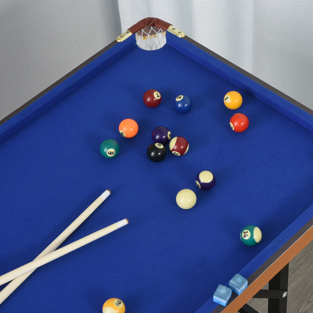 Soozier 55' Portable Folding Billiards Table Game Pool Table for Whole Family Number Use With Cues, Ball, Rack, Chalk, Blue -