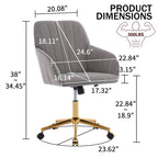 TY Adjustable Office Chair, Ergonomic Swivel Chair, Gray Velvet, Comfortable for Long Sitting | Premium Home Decor - Grand Go