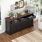 Black Fluted Sideboard Buffet Cabinet with 4 Doors and 3 Drawers, Modern Wood Kitchen Storage Console Table for Living Room Dining Room Entryway, 63' - Grand Goldman Shop