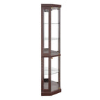 Corner Glass Cabinet Lighted Curio Cabinet Corner Display Case for Living Room, Curio Cabinet, Antique collection, Wine,Bar Glass Storage Light Included,Dark Cherry - Grand Goldman Shop