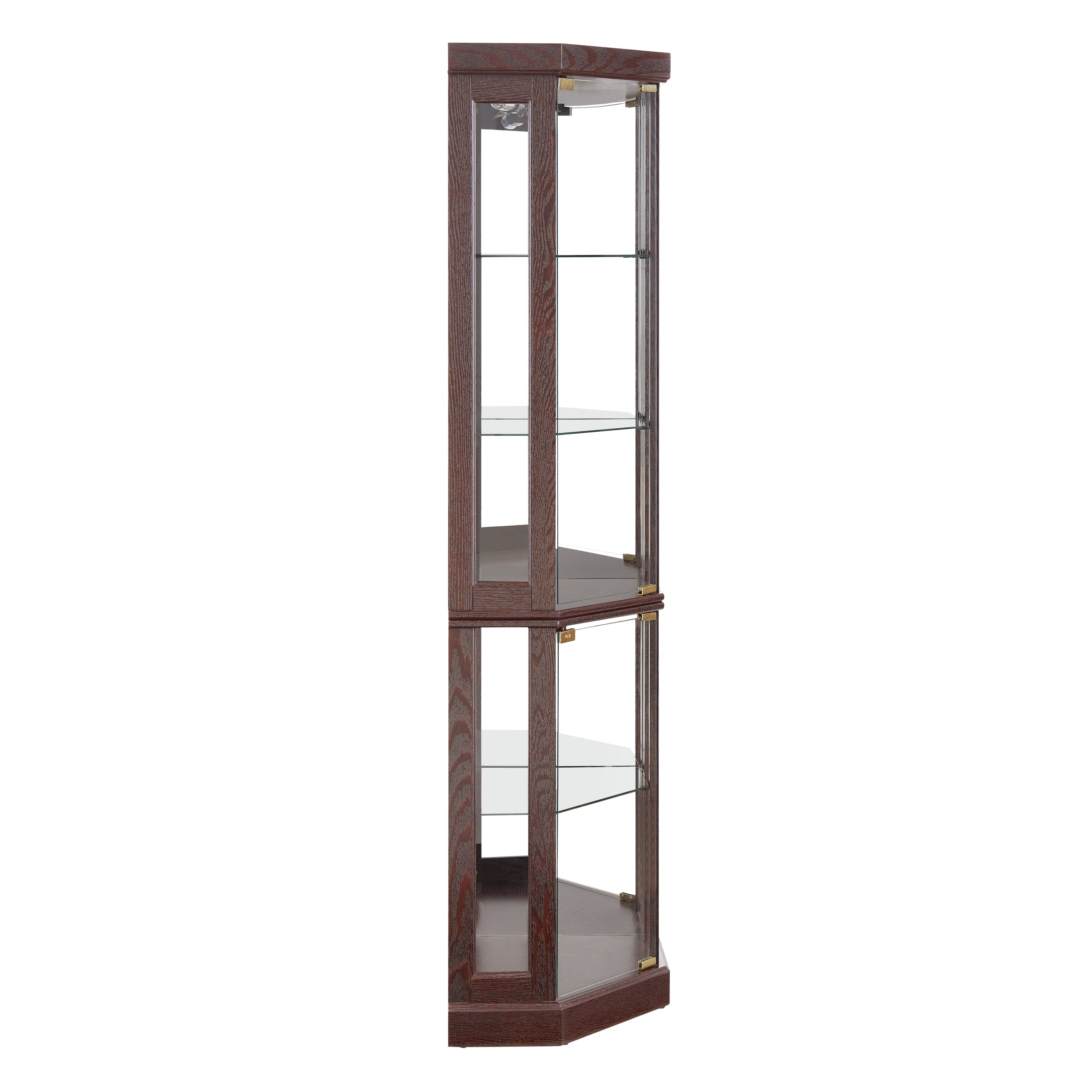 Corner Glass Cabinet Lighted Curio Cabinet Corner Display Case for Living Room, Curio Cabinet, Antique collection, Wine,Bar Glass Storage Light Included,Dark Cherry - Grand Goldman Shop