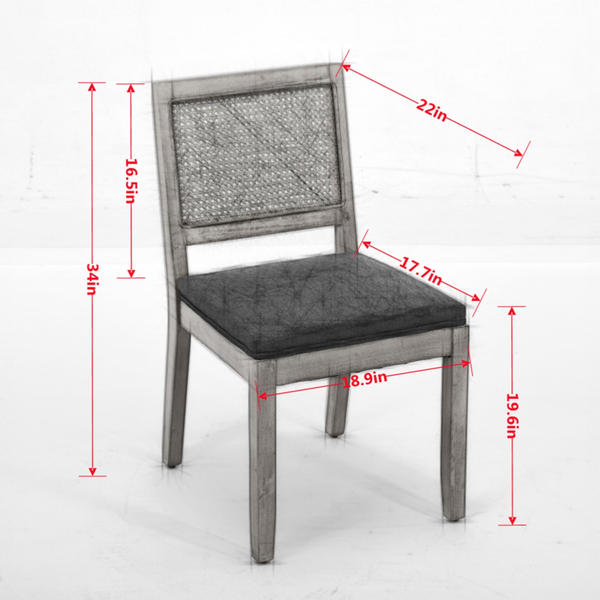 Farmhouse Rattan Dining Chairs Set of 2, Mid Century Modern Kitchen & Dining Room Chairs, Cane Upholstered Kitchen Side Chair with Natural Hardwood Frame, Beige - Grand Goldman Shop