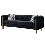Chesterfield Modern Tufted Velvet Living Room Sofa, 84.25''W Couch,Black - Grand Goldman Shop