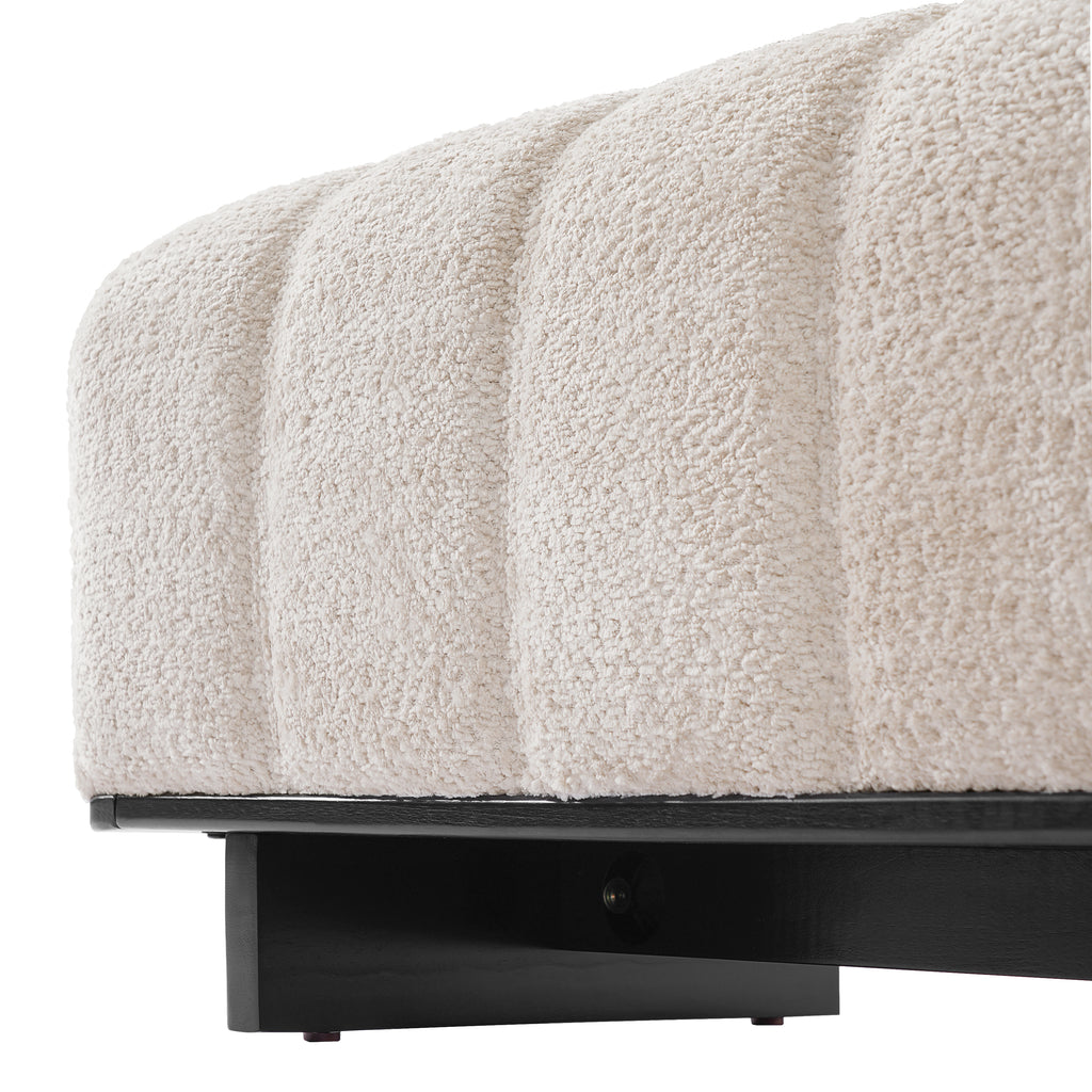 Indoor Dining Bench, Beige Faux Fur Fabric Bench with Rubber Wood Legs , 250lbs, Comfortable Seating for Dining Room/Living Area - Grand Goldman Shop