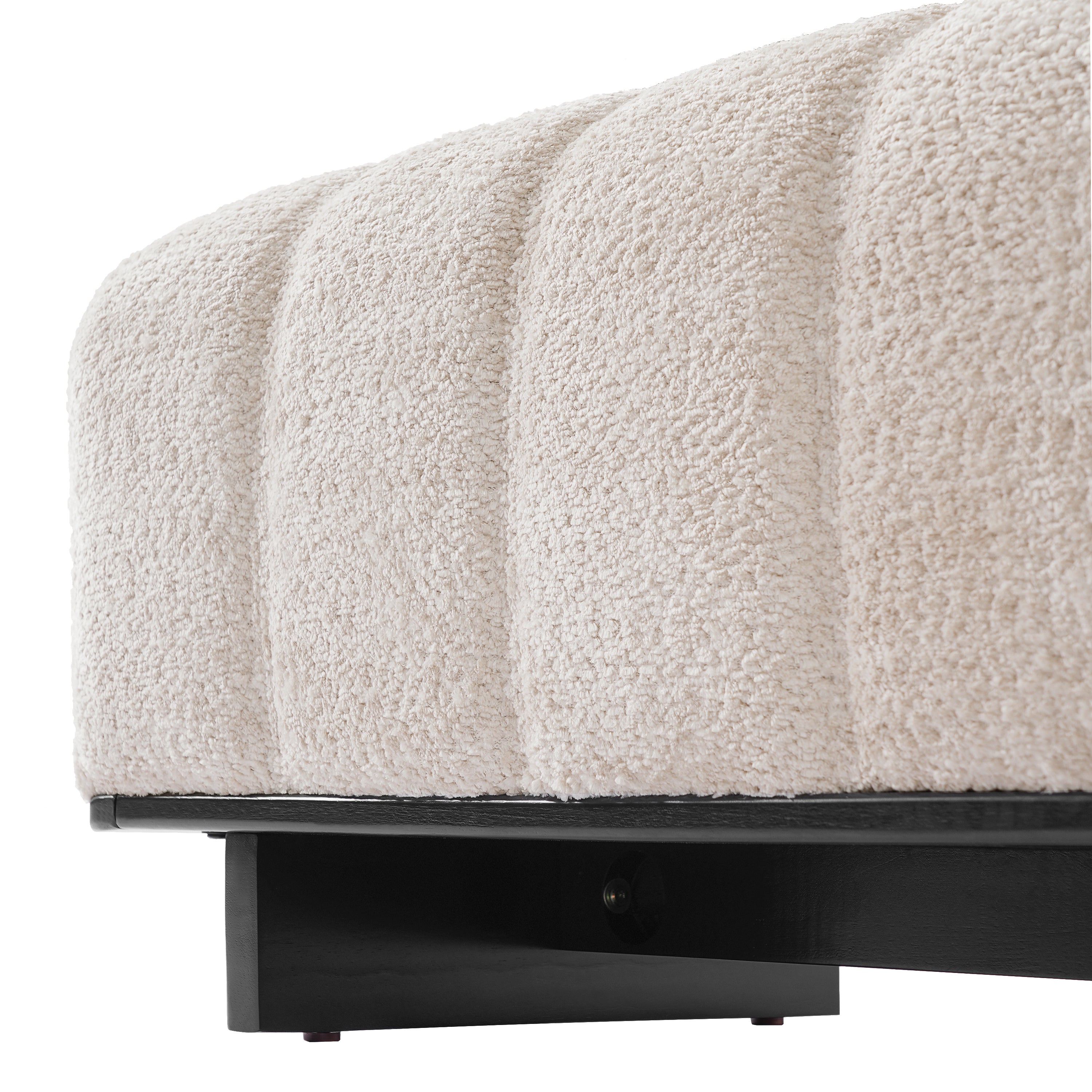 Indoor Dining Bench, Beige Faux Fur Fabric Bench with Rubber Wood Legs , 250lbs, Comfortable Seating for Dining Room/Living Area - Grand Goldman Shop