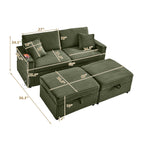 Comfortable Fluffy Corduroy Lazy Sofa, Storage Space for Big Loveseat, Super Soft Chaise Lounge with Double Ottomans and Table Board,Suitable for Chailiving - Grand Goldman Shop