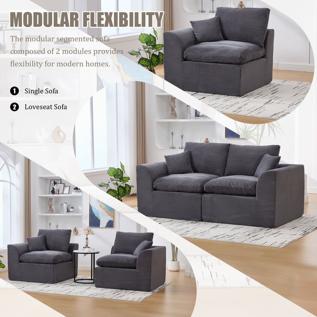 UNITED WE WIN Modular Sectional Sofa Cloud Couch,Comfy Cloud Modern Sofa,2 Seater with Cushion Covers Removable Furniture for Living Room Bedroom Apartments Dorms,No Assembly Required - Grand Goldman Shop