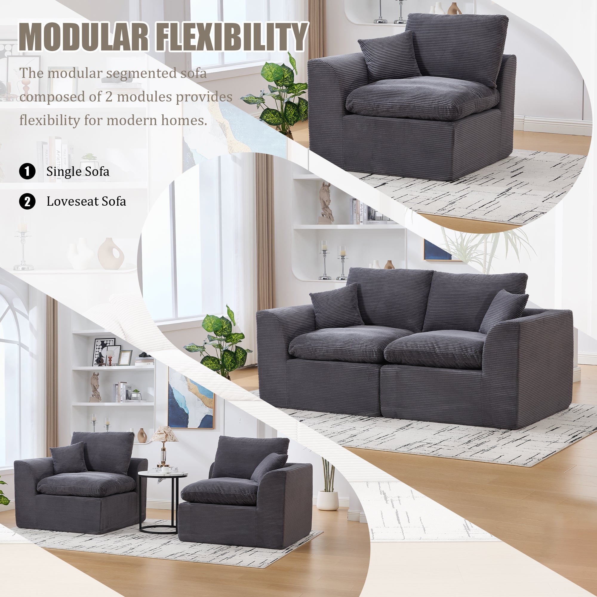 UNITED WE WIN Modular Sectional Sofa Cloud Couch,Comfy Cloud Modern Sofa,2 Seater with Cushion Covers Removable Furniture for Living Room Bedroom Apartments Dorms,No Assembly Required - Grand Goldman Shop