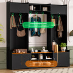 VIBE HAUS 79.1''Wide Modern Hall Tree with Shoe Storage, 4-in-1 Entryway Bench with 8 Cubbies, 7 Coat Hooks & Adjustable Shelf for Hallway, living room, Black - Grand Goldman Shop
