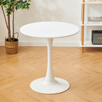 White Round Table, Modern Dining Table, MDF Top and Steel Base Tulip Round Kitchen Table, Mid Century Coffee Table for Living Room 24 Inch, Oval Dining Table - Grand Goldman Shop