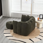 Soft Chenille Bean Bag Chair with High Resilient Foam for Living Room and Bedroom, Comfortable Square Lazy Sofa with Footstool for Adults - Grand Goldman Shop