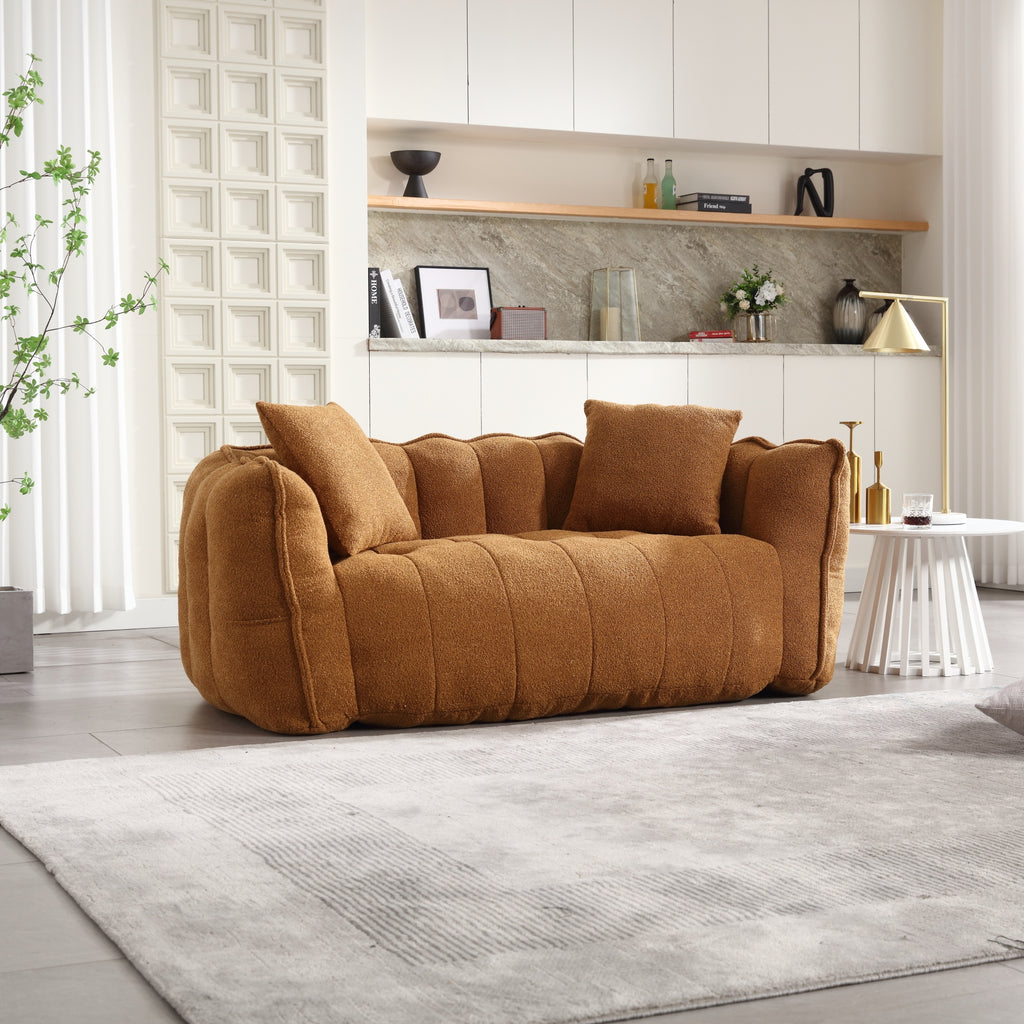 Cozy Beanbag Chair with High Resilience Foam Core for Two - Yellow Chenille, 66x35x25 inches - Grand Goldman Shop