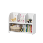 Kids Bookcase with 4 Compartments, White MDF Storage Shelf for Toys and Books, 31.5 x 11.8 x 23.6 inches | Premium Home Decor