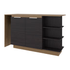 Dwight Kitchen Bar Counter with Shelves and Cabinets, Black Wengue / Natural Oak - Grand Goldman Shop