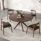 47.2' Solid Wood Round Dining Kitchen Table for 4-6 People with Intersecting Pedestal Base - Grand Goldman Shop