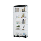 Glass Display Cabinet with 5 Shelves Double Door, Curio Cabinets for Living Room, Bedroom, Office, Black Floor Standing Glass