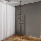 New style with trays Adjustable Laundry Pole Clothes Drying Rack Coat Hanger DIY Floor to Ceiling Tension Rod Storage Organizer for Indoor, Balcony - Black - Grand Goldman Shop