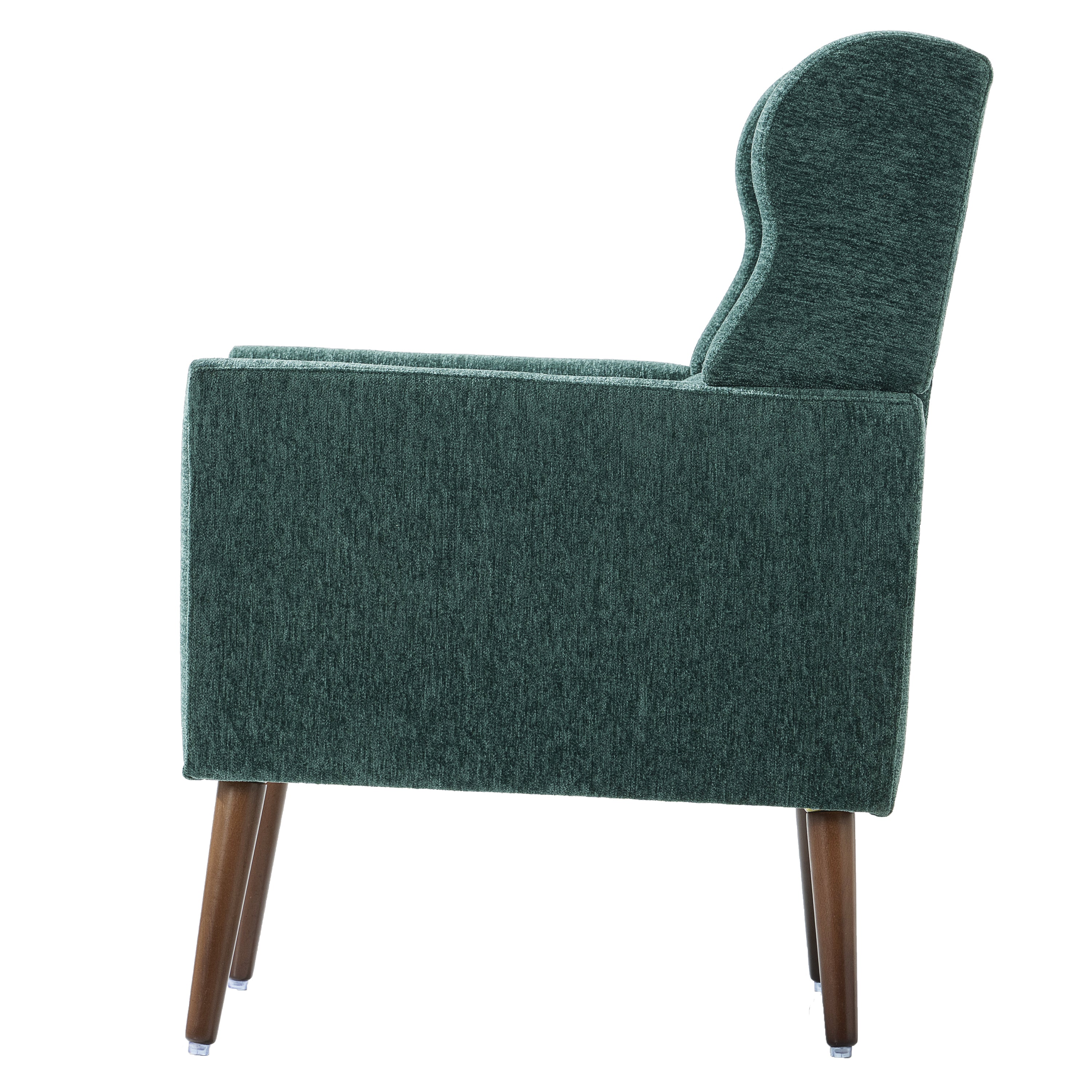 Modern Accent Chair,Chenille Arm Chairs for Living Room,Upholstered Mordern Armchair,Comfy Soft Padded Lounge Chair in Small Space, Bedroom, w/Pillow, Solid Wood Leg (Blackish Green) - Grand Goldman Shop
