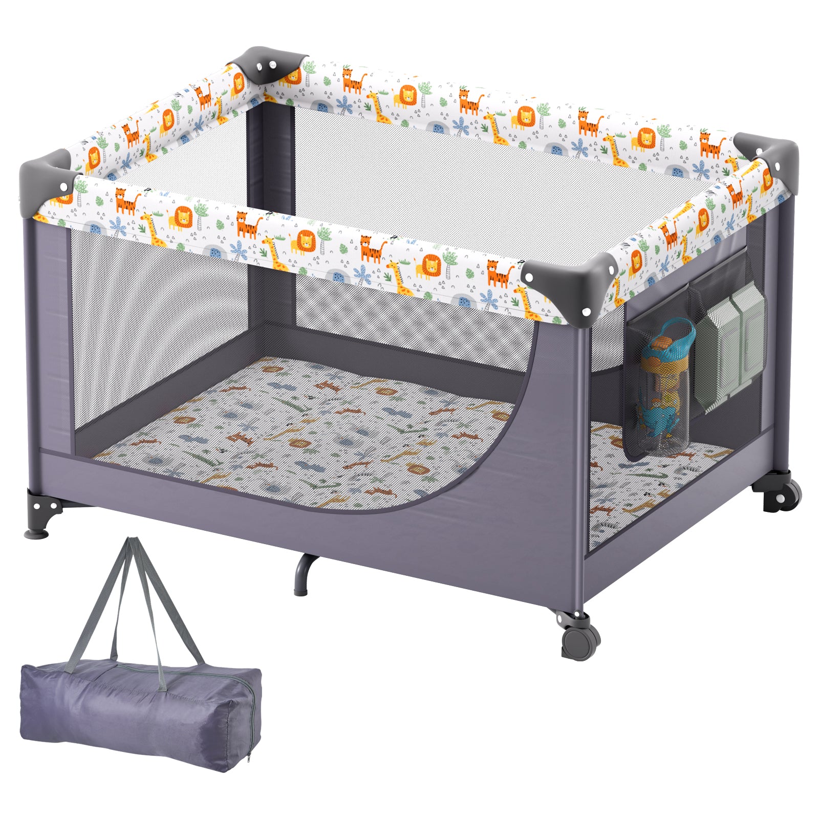 Baby Playpen Quick-Folding Portable Baby Toddler Fence Play Yard & Wheels - Grand Goldman