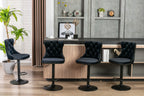 A&A Furniture,Swivel Velvet Barstools Adjusatble Seat Height from 25-33 Inch,17.7 inch base, Modern Upholstered Bar Stools with Backs Comfortable Tufted for Home Pub and Kitchen Island,Black,Set of 2 - Grand Goldman Shop