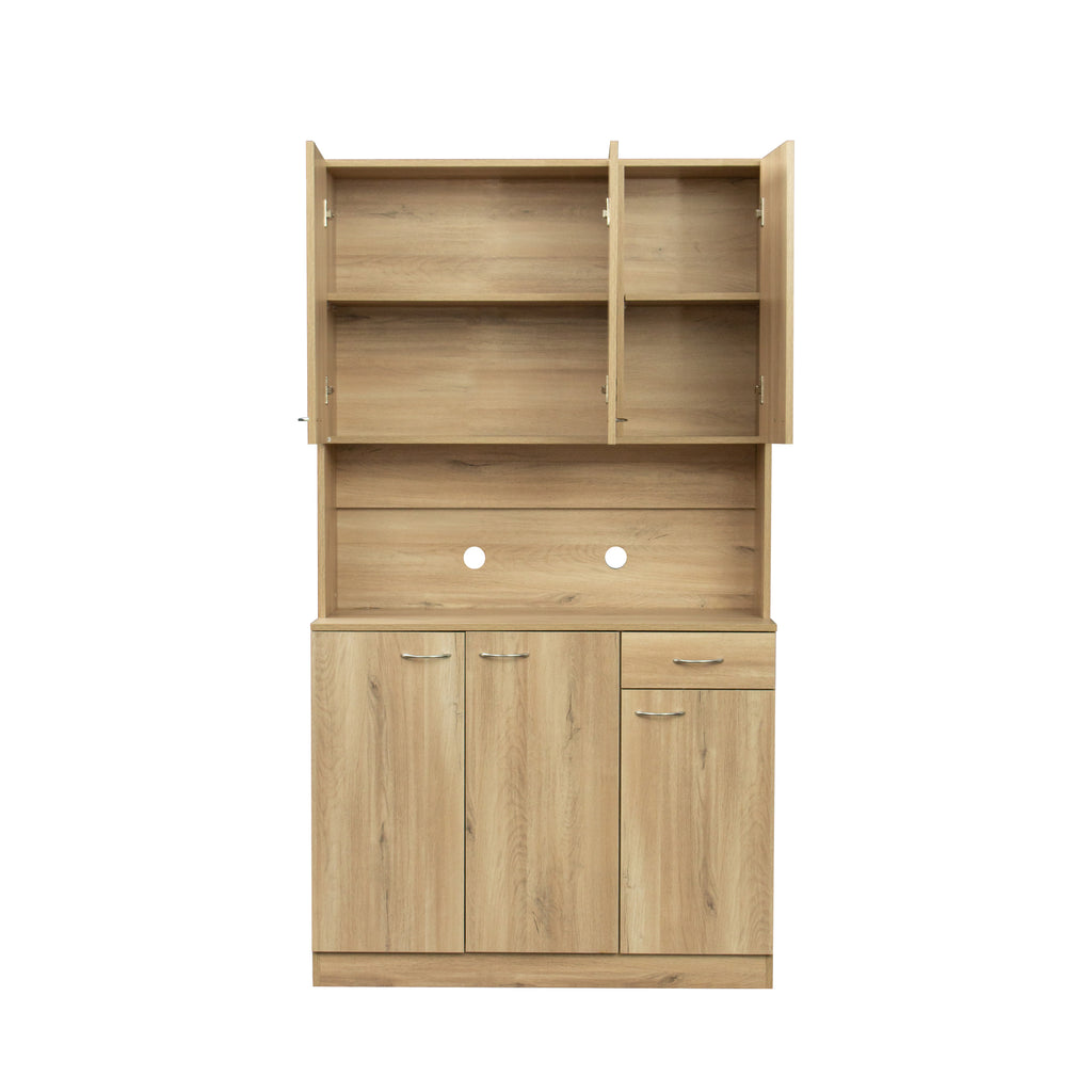 70.87' Tall Wardrobe& Kitchen Cabinet, with 6-Doors, 1-Open Shelves and 1-Drawer for bedroom,Rustic Oak - Grand Goldman Shop