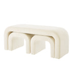 Set of 3 U-Shaped Modern Bench Teddy  Ottoman Bench for Entryway, Bedroom End of Bed, Set of 3 Small Sofa Footrest Extra Seating for Living Room, 44+18 Inch Bench Bench & Ottoman- Cream - Grand Goldman Shop
