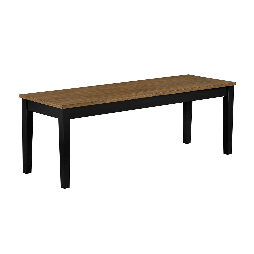 2-Tone Black Brown Finish Bench Modern Farmhouse Wooden Furniture 1pc - Grand Goldman Shop