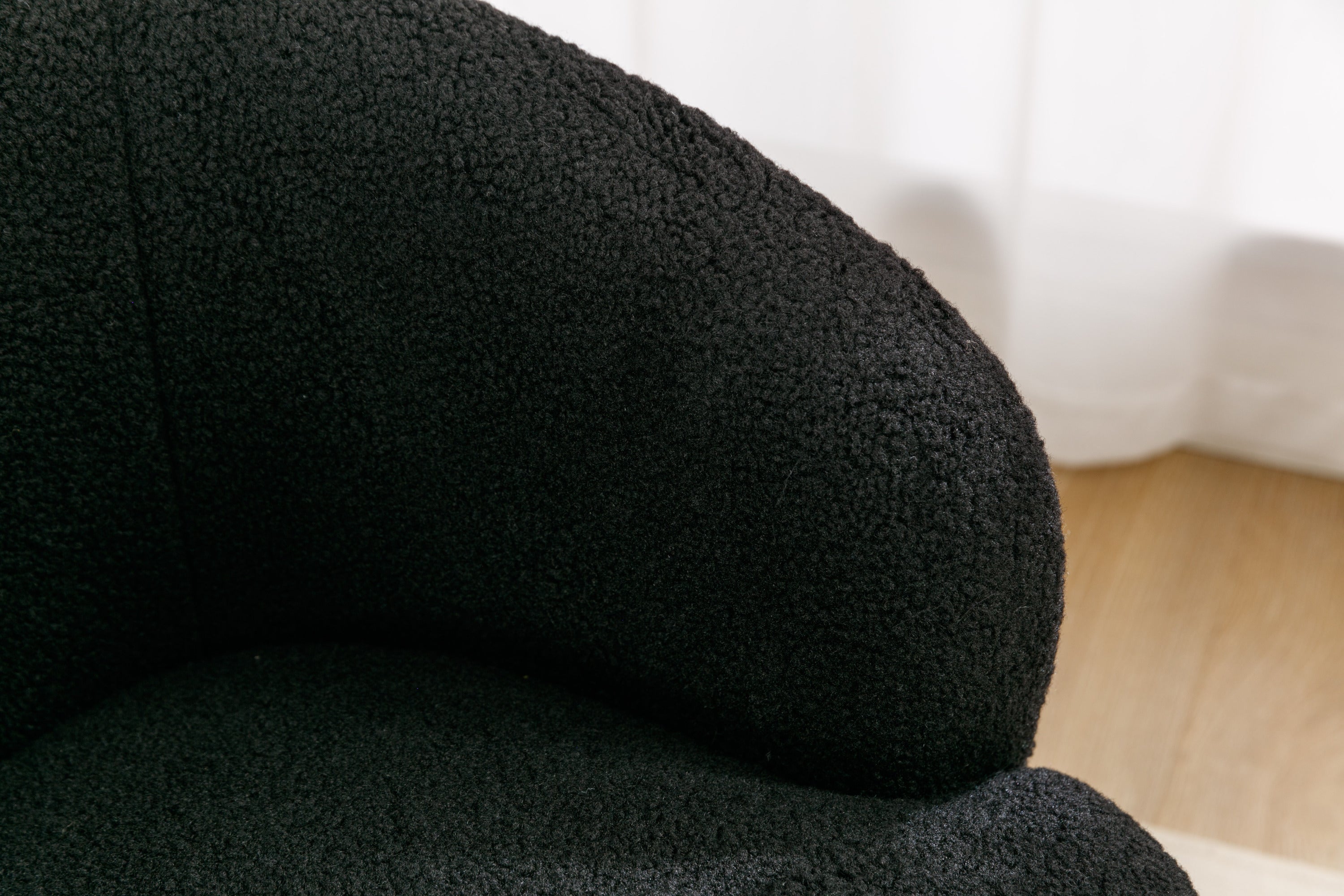Teddy Fabric Swivel Accent Armchair Barrel Chair With Black Powder Coating Metal Ring,Black - Grand Goldman Shop
