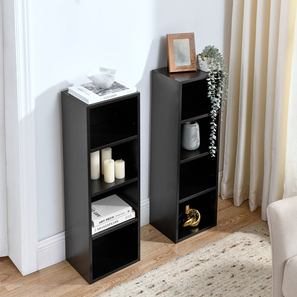 8-Tier Media Tower Rack, CD DVD Slim Storage Cabinet with Adjustable Shelves, Tall Narrow Bookcase Display Bookshelf for Home Office,Multi-functional double-decker bookcase - Grand Goldman Shop