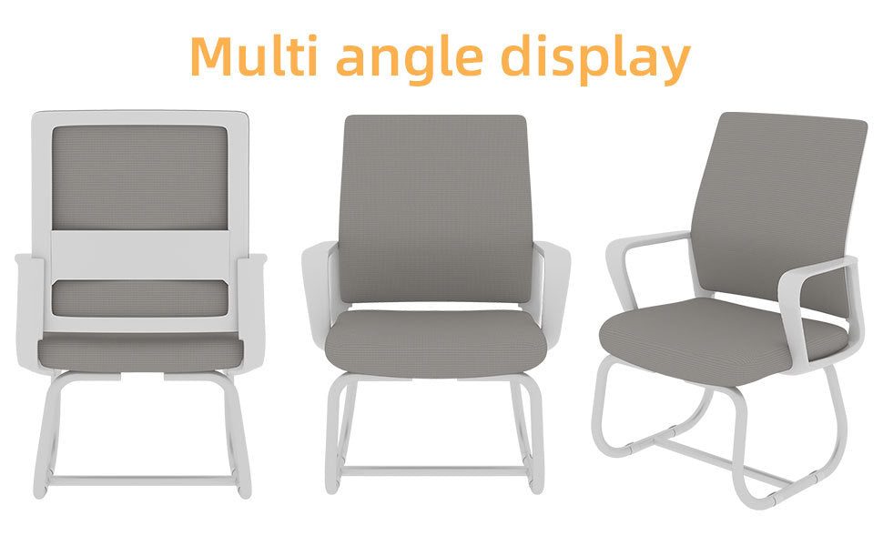 Minimalist Modern Office Chair with Metal Frame, Soft Mesh Backrest, White+Gray, for Home and Office Use | Premium Home Decor