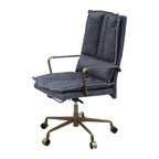Tinzud Gray Leather Office Chair - Grand Goldman