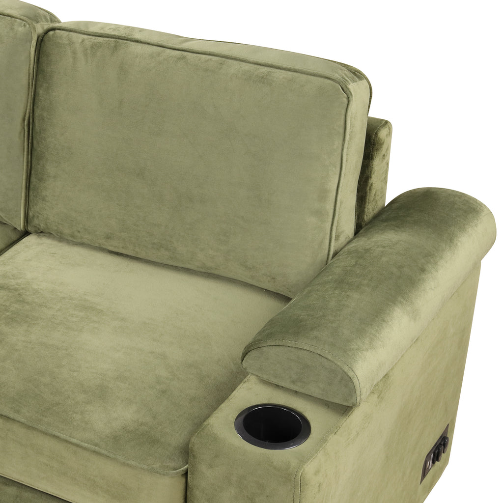 Green Velvet Sleeper Sofa Bed with Storage Ottoman, L Shape Pull Out Couch for Living Room and Bedroom - Grand Goldman Shop