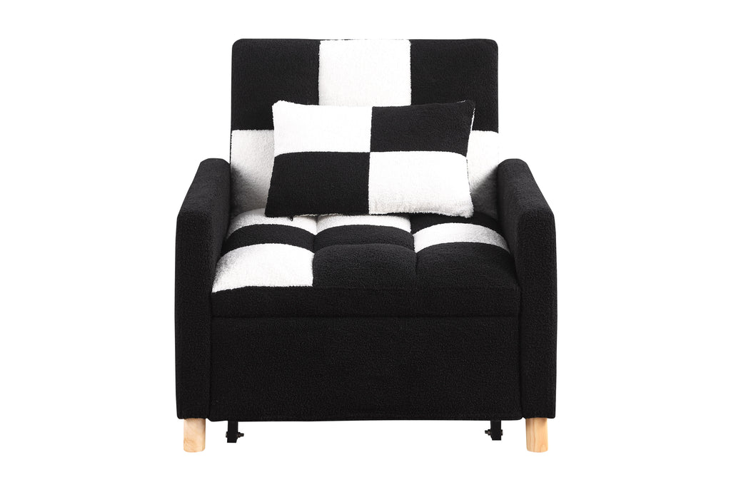 Convertible Sleeper Sofa Chair Bed, Adjustable Chair with Pillow, Multi-Functional Sleeper Chair with Soft Teddy Fabric for Living Room, Dorm, Apartment, Bedroom or Office - Grand Goldman Shop