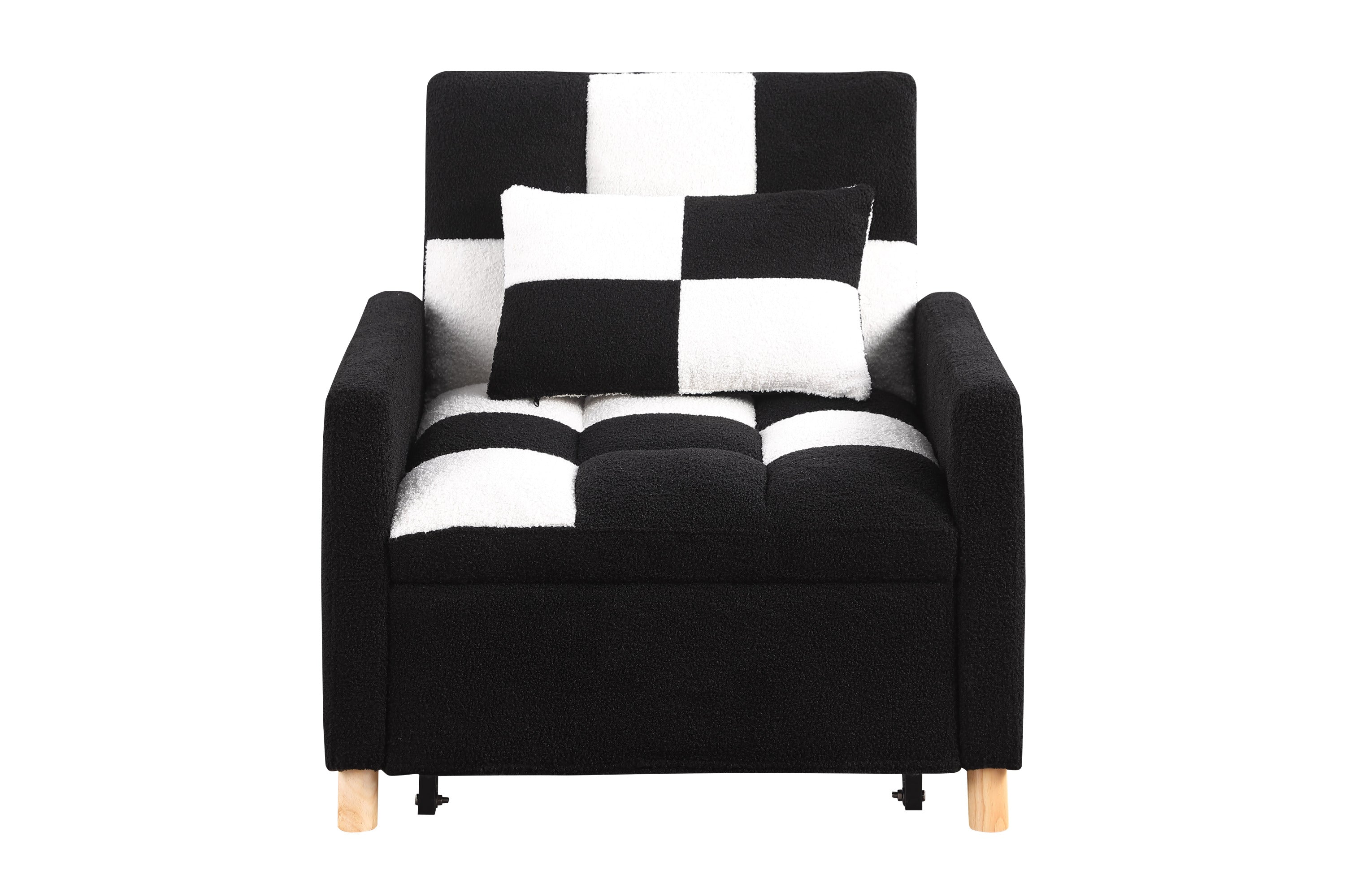 Convertible Sleeper Sofa Chair Bed, Adjustable Chair with Pillow, Multi-Functional Sleeper Chair with Soft Teddy Fabric for Living Room, Dorm, Apartment, Bedroom or Office - Grand Goldman Shop