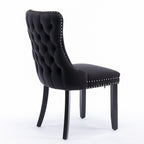 Upholstered Wing-Back Dining Chair with Backstitching Nailhead Trim and Solid Wood Legs,Set of 2, Black,SW8809BK, KD - Grand Goldman Shop