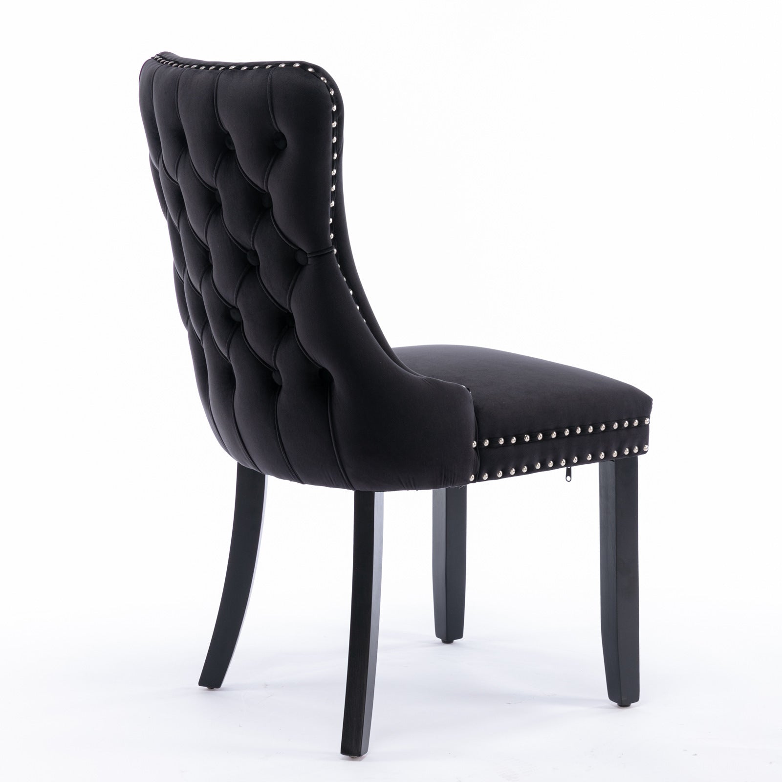 Upholstered Wing-Back Dining Chair with Backstitching Nailhead Trim and Solid Wood Legs,Set of 2, Black,SW8809BK, KD - Grand Goldman Shop