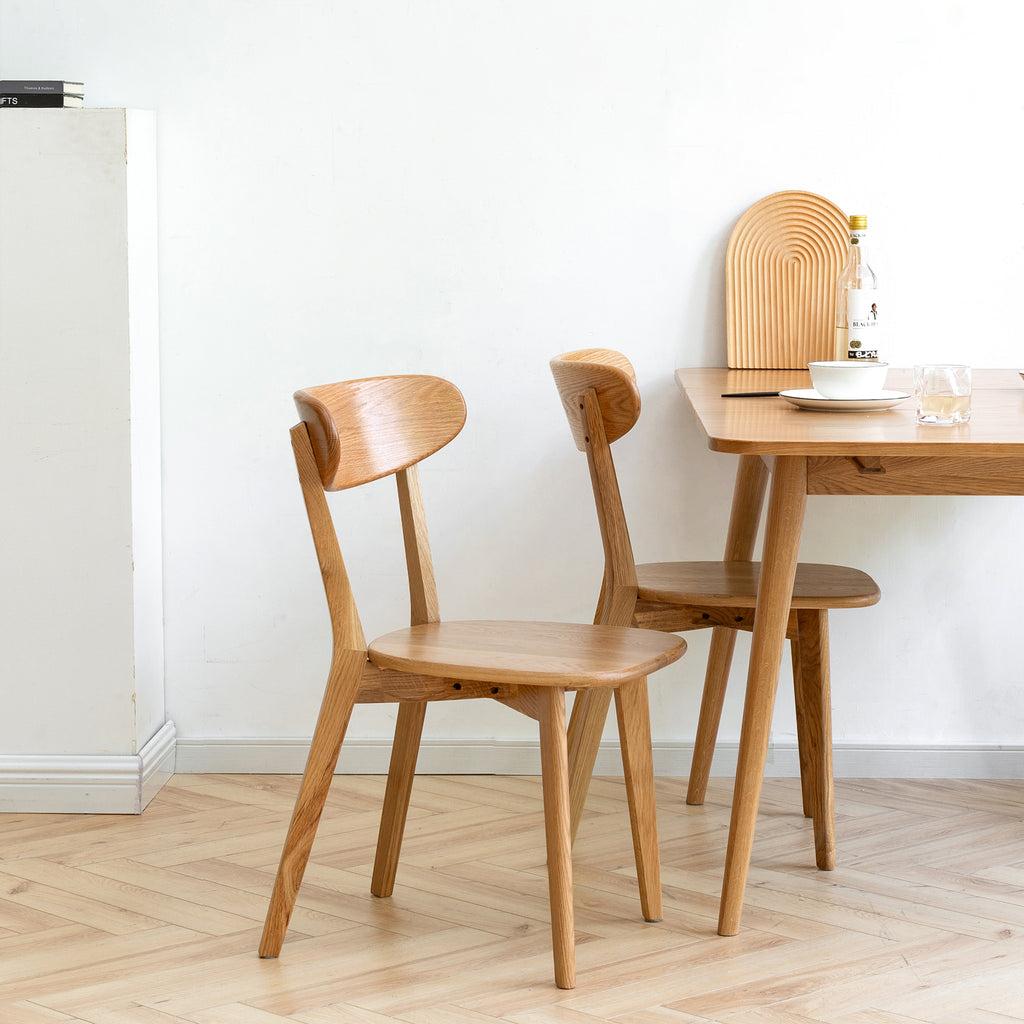 Natural Oak Dining Chair Set of 4 - Solid Wood, FAS Grade, Simple Design, 46.5x54x80cm - Grand Goldman Shop