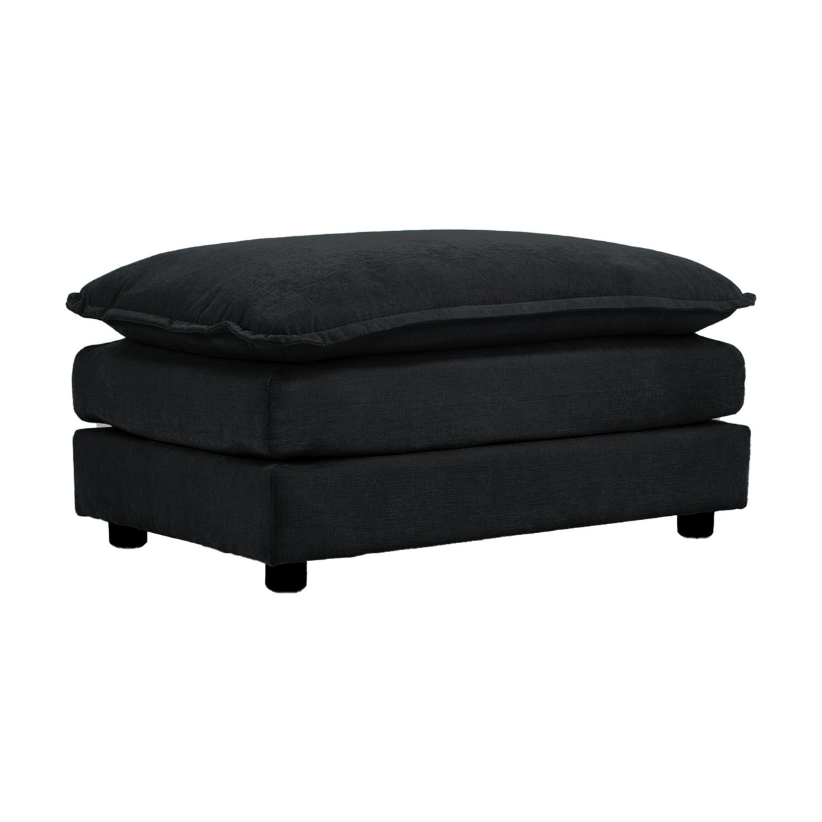 Chenille Fabric Ottomans Footrest to Combine with 2 Seater Sofa, 3 Seater Sofa and 4 Seater Sofa, Black Chenille - Grand Goldman Shop