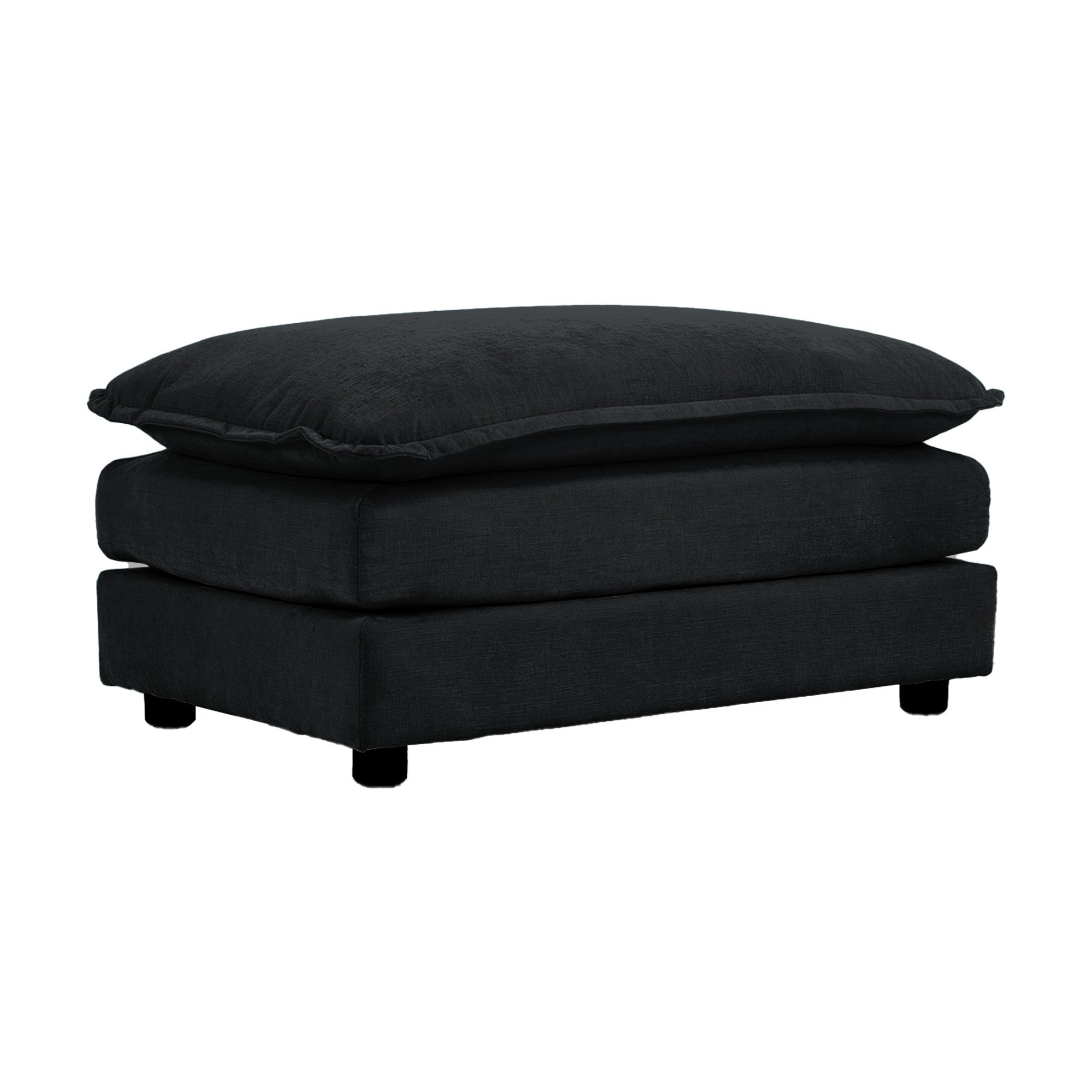 Chenille Fabric Ottomans Footrest to Combine with 2 Seater Sofa, 3 Seater Sofa and 4 Seater Sofa, Black Chenille - Grand Goldman Shop