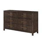 KENZO Modern King 5-Piece Storage Bedroom Set in Walnut Finish with LED Headboard, Bluetooth Speakers, USB Ports, Dresser, Mirror, Nightstand and Chest - Grand Goldman Shop