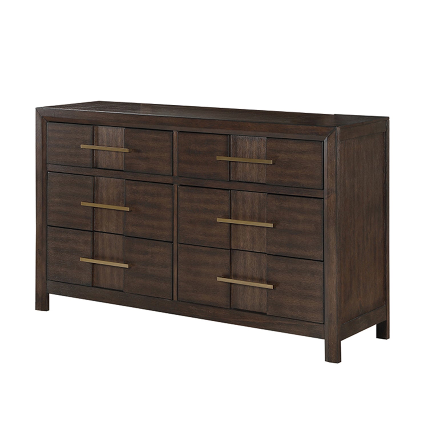 KENZO Modern King 5-Piece Storage Bedroom Set in Walnut Finish with LED Headboard, Bluetooth Speakers, USB Ports, Dresser, Mirror, Nightstand and Chest - Grand Goldman Shop